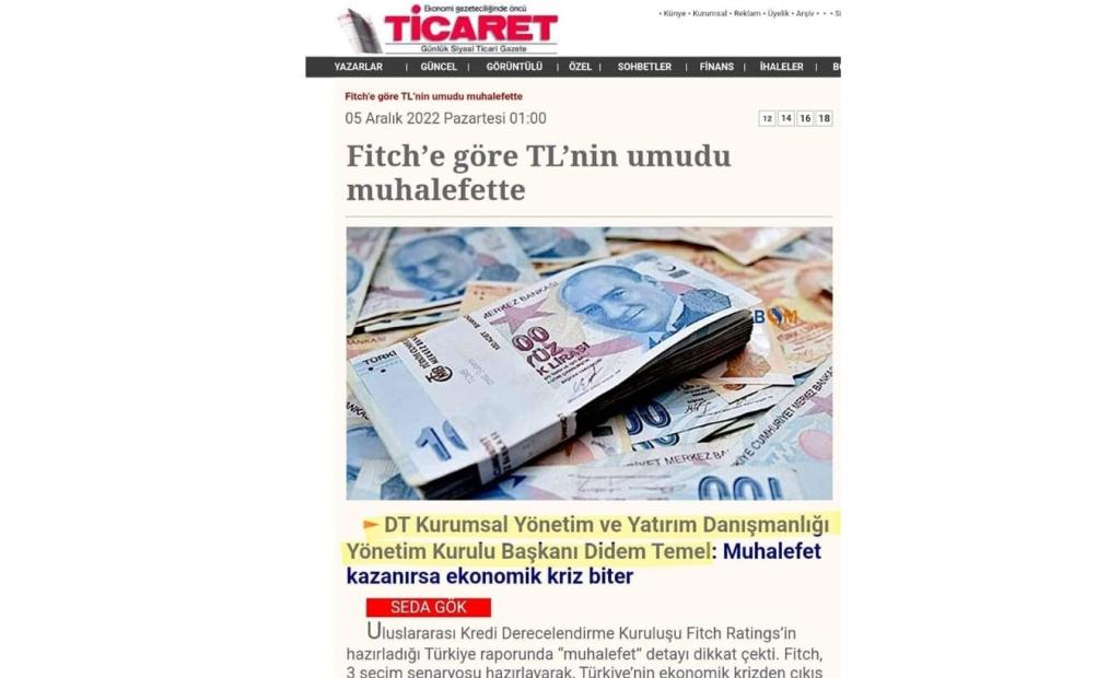 FITCH'e GÖRE TL’NİN UMUDU MUHALEFETTE