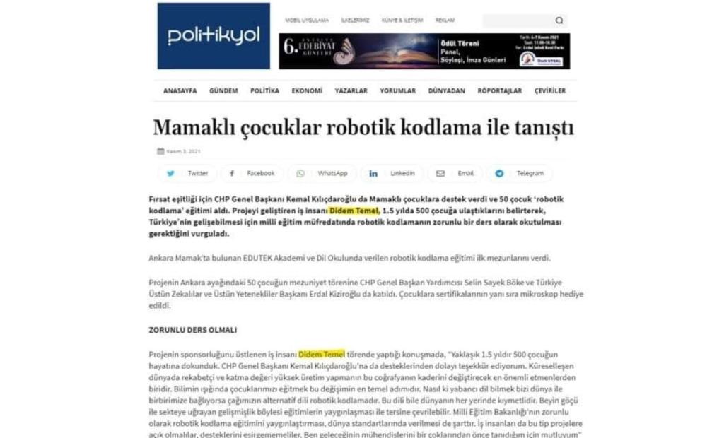 MAMAKLI ÇOCUKLAR ROBOTİK KODLAMA İLE TANIŞTI